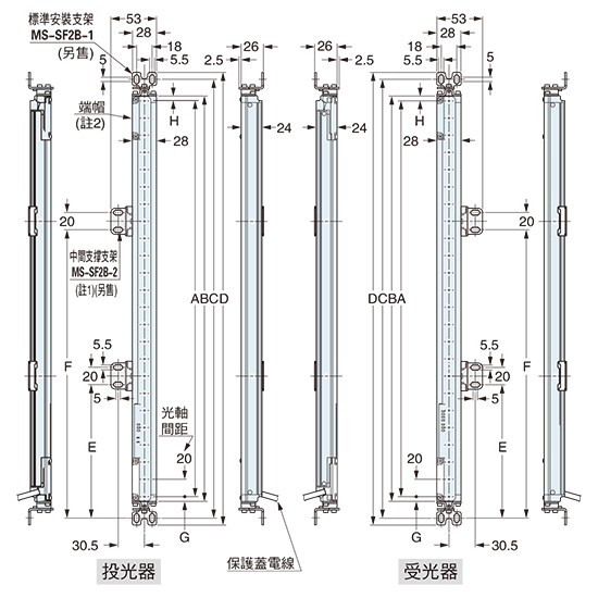 NB-20-□ 背面安裝