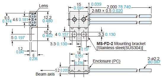 FD-Z50HW 附安裝用支架(MS-FD-2)安裝圖