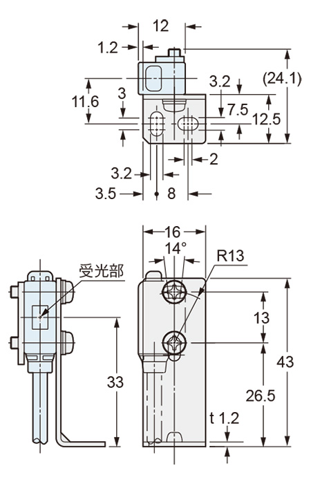 MS-EXL2-1安裝圖(安裝在對照型受光器上時)