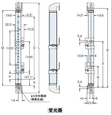 下圖所示為已在背面安裝背面用多功能安裝支架MS-SF4BC-2(另售)與多功能中間支撐支架MS-SF4BC-4(另售)的狀態。