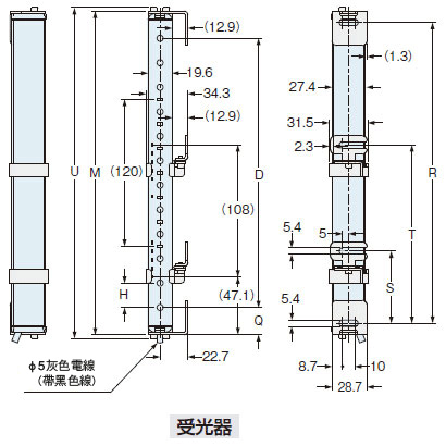 下圖所示為已安裝省空間的側面用多功能安裝支架MS-SF4BC-3(另售)與多功能中間支撐支架MS-SF4BC-4(另售)的狀態。