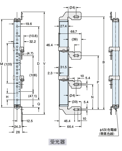 下圖所示為已安裝省空間的側面用多功能安裝支架MS-SF4BC-6(另售)與多功能中間支撐支架MS-SF4BC-7(另售)的狀態。